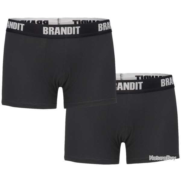 Cale�on Brandit Boxer Logo en coton extensible � large, lot de 2 - Noir / S