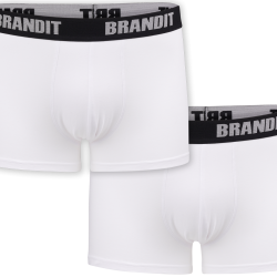 Cale&ccedil;on Brandit Boxer Logo en coton extensible &agrave; large, lot de 2 - Blanc / 2XL