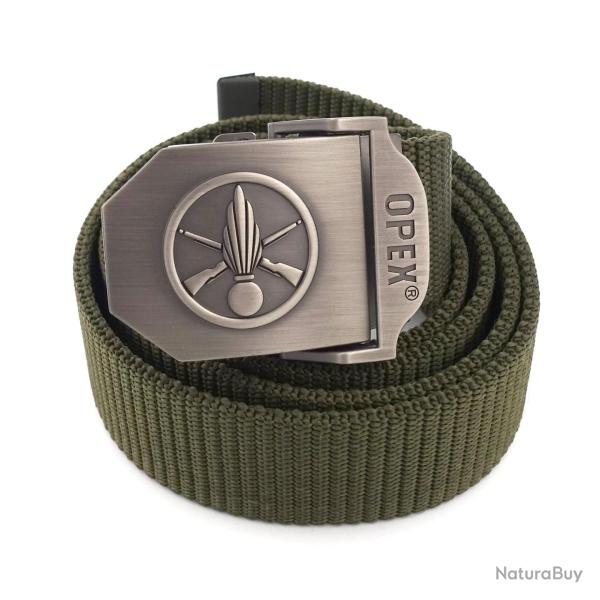 Ceinture OPEX � boucle acier grav�e Infanterie sangle nylon - Vert