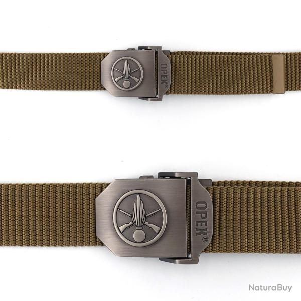 Ceinture OPEX � boucle acier grav�e Infanterie sangle nylon - Coyote