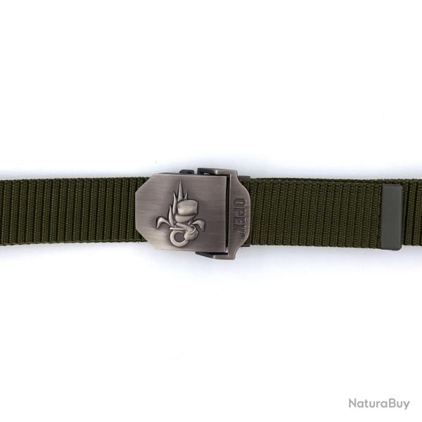 Ceinture OPEX � boucle acier grav�e L�gion sangle nylon 130 cm - Vert