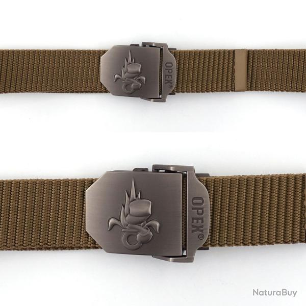Ceinture OPEX � boucle acier grav�e L�gion sangle nylon 130 cm - Coyote