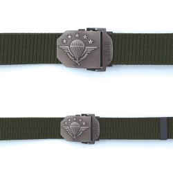 Ceinture OPEX &agrave; boucle acier grav&eacute;e Parachutistes sangle 100 % - Vert