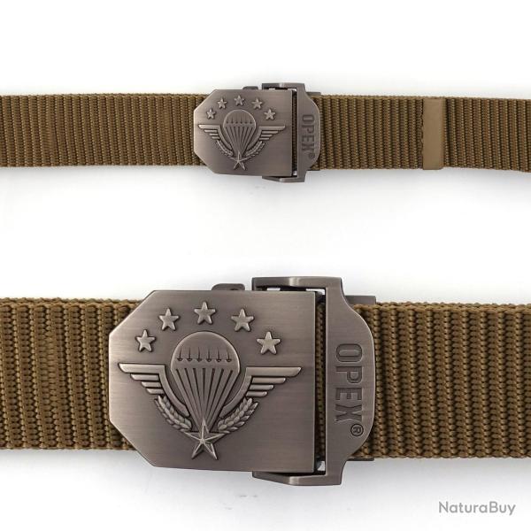 Ceinture OPEX � boucle acier grav�e Parachutistes sangle 100 % - Coyote