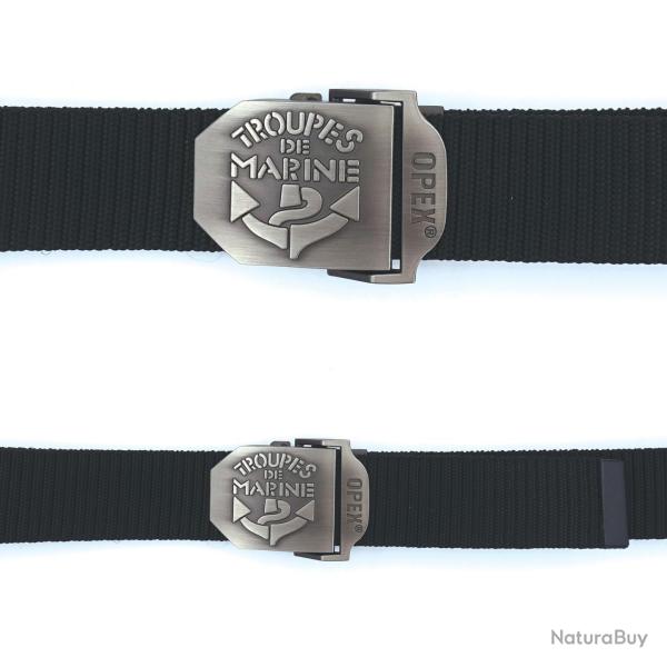 Ceinture OPEX � boucle acier grav�e Troupes de Marine - Noir