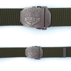 Ceinture OPEX &agrave; boucle acier grav&eacute;e Troupes de Marine - Vert