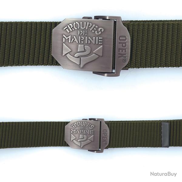 Ceinture OPEX � boucle acier grav�e Troupes de Marine - Vert