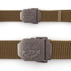 Ceinture OPEX &agrave; boucle acier grav&eacute;e Troupes de Marine - Coyote
