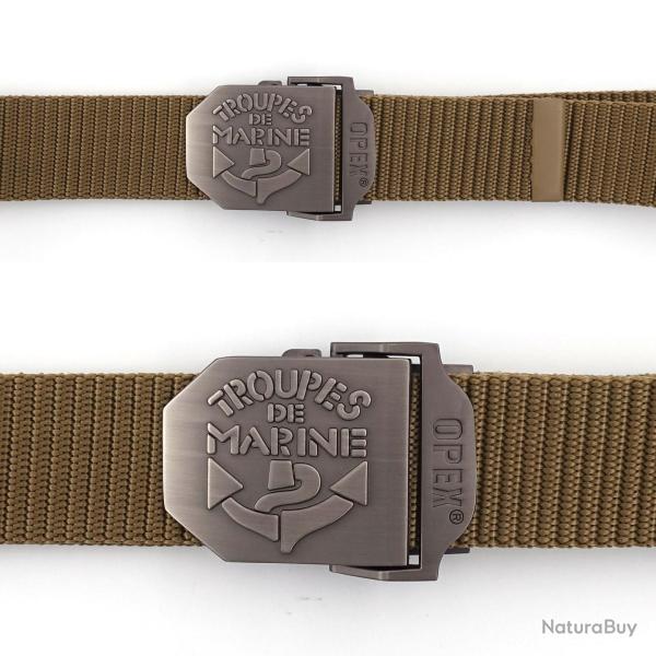 Ceinture OPEX � boucle acier grav�e Troupes de Marine - Coyote