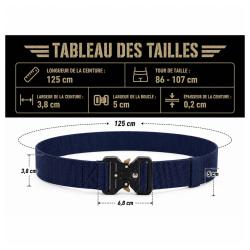 Ceinturon tactique Yucon nylon 3,8 cm - Bleu marine