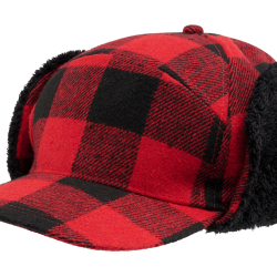 Chapeau d'hiver Brandit Lumberjack doubl&eacute; fausse fourrure - Rouge / Noir