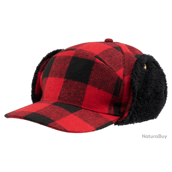 Chapeau d'hiver Brandit Lumberjack doubl� fausse fourrure - Rouge / Noir