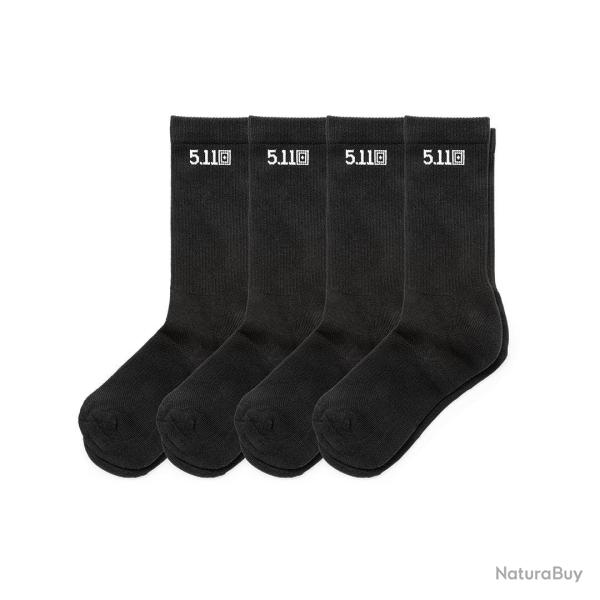 Chaussettes Duty Ready Crew 5.11 Tactical basiques soutien, lot de 4 - Noir / L