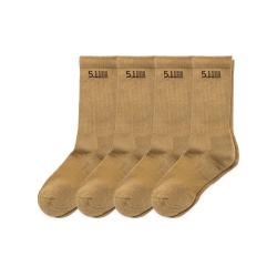 Chaussettes Duty Ready Crew 5.11 Tactical basiques soutien, lot de 4 - US Dark Coyote / M