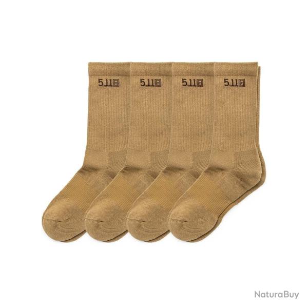 Chaussettes Duty Ready Crew 5.11 Tactical basiques soutien, lot de 4 - US Dark Coyote / M