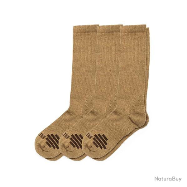 Chaussettes Duty Ready Plus OTC 5.11 Tactical hautes revers NO, lot de 3 - US Dark Coyote / S