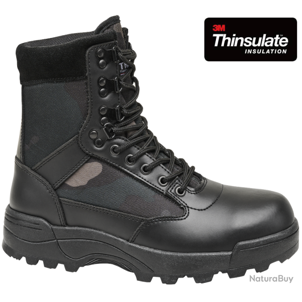 Chaussures tactiques Brandit 9 oeillets cuir et nylon isolation - Dark Camo / 47 EU