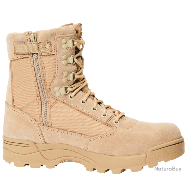 Chaussures tactiques Brandit cuir et nylon glissi�re lat�rale - Camel / 46 EU