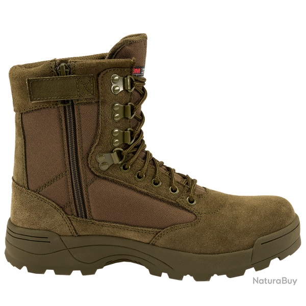 Chaussures tactiques Brandit cuir et nylon glissi�re lat�rale - Vert olive / 42 EU