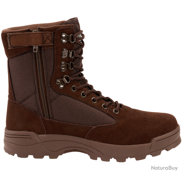 Chaussures tactiques Brandit cuir et nylon glissi�re lat�rale - Brun / 45 EU