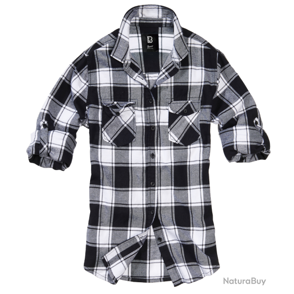 Chemise Brandit Amy coupe femme en flanelle de coton - Blanc / Noir / 2XL
