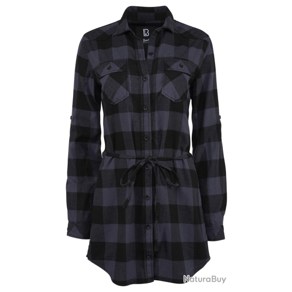 Chemise Brandit Lucy coupe femme � carreaux manches longues - Noir / Gris / 5XL