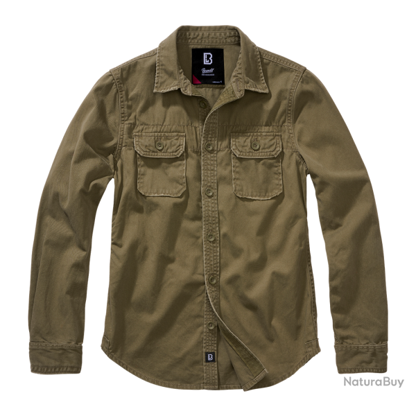 Chemise Brandit Vintage coupe femme en coton manches longues - Vert olive / 3XL