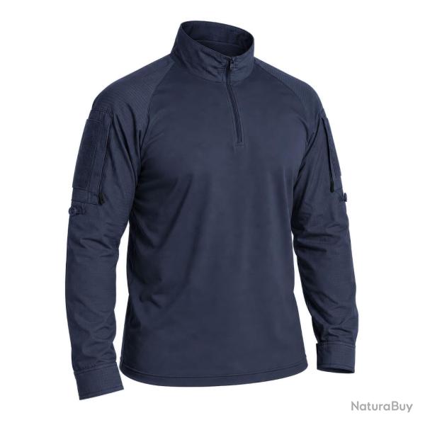Chemise de combat OPEX type UBAS polyester �lasthanne coudes - Bleu marine / S