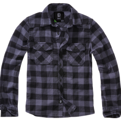 Chemise enfant Brandit &agrave; carreaux en flanelle de coton - Noir / Gris / 122/128 cm