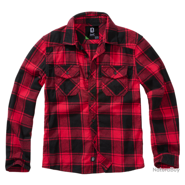 Chemise enfant Brandit � carreaux en flanelle de coton - Rouge / Noir / 134/140 cm