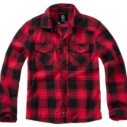 Chemise enfant Brandit &agrave; carreaux en flanelle de coton - Rouge / Noir / 146/152 cm