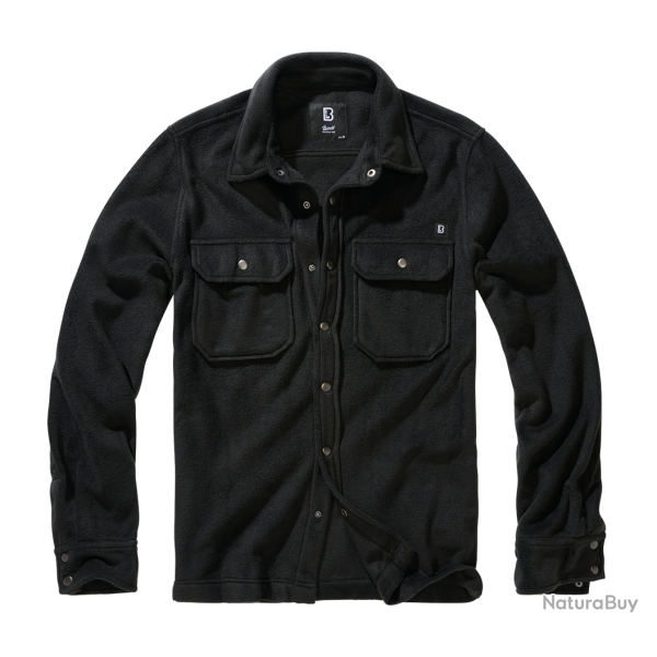 Chemise polaire Brandit Jeff manches longues deux poches - Noir / M