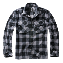Chemise polaire Brandit Jeff manches longues deux poches - Noir / Gris / M