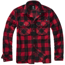 Chemise polaire Brandit Jeff manches longues deux poches - Rouge / Noir / M