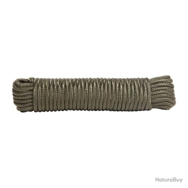 Corde commando Ares 100% nylon longueur 15 m�tres pour bivouac - Vert arm�e / 7MM