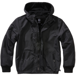 Coupe-vent enfant Brandit Frontzip doublure polaire capuche - Noir / 122/128 cm