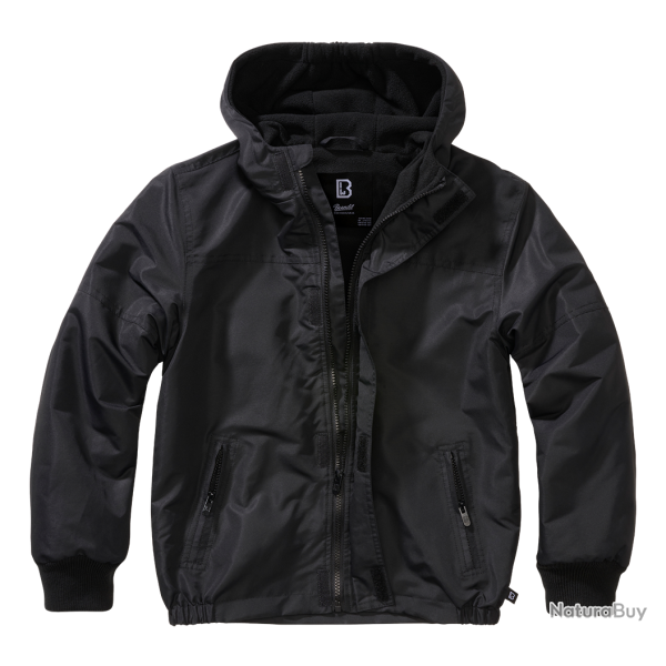 Coupe-vent enfant Brandit Frontzip doublure polaire capuche - Noir / 122/128 cm