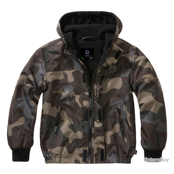 Coupe-vent enfant Brandit Frontzip doublure polaire capuche - Dark Camo / 170/176 cm