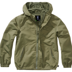 Coupe-vent enfant Brandit Summer Frontzip doublure filet - Vert olive / 170/176 cm