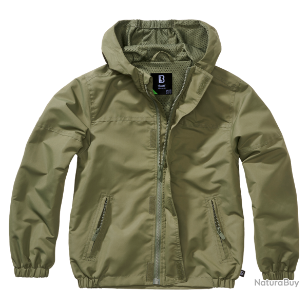 Coupe-vent enfant Brandit Summer Frontzip doublure filet - Vert olive / 170/176 cm