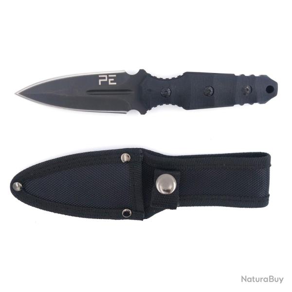 Couteau de botte � lame fixe en acier inoxydable 420 de 10 cm - Noir