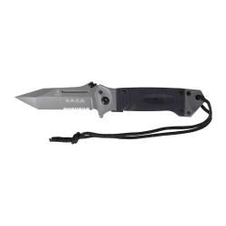Couteau pliant Ares Baroud lame semi-crant&eacute;e de 11 cm - Noir