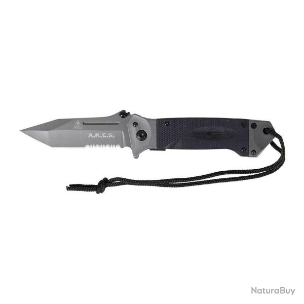 Couteau pliant Ares Baroud lame semi-crant�e de 11 cm - Noir