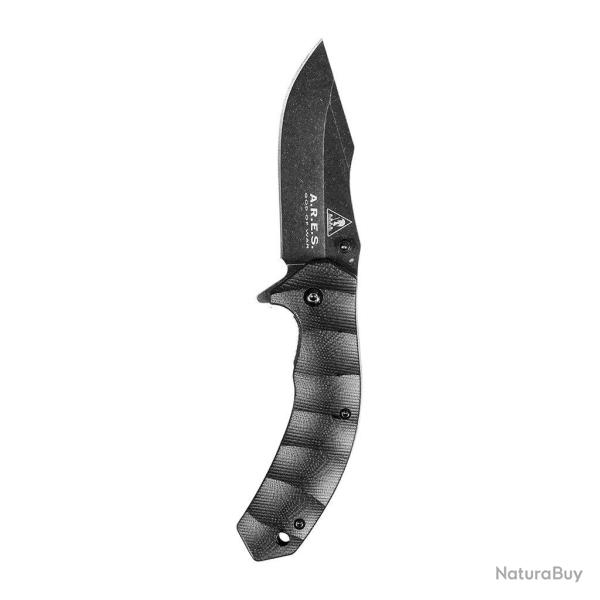 Couteau pliant Ares Black Stone manche G10 longueur d�pli�e - Noir