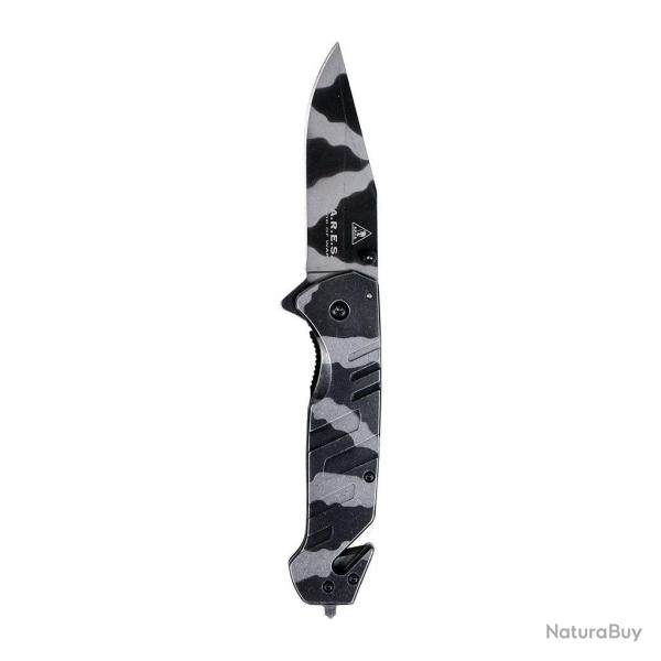 Couteau pliant Ares Camo Rescue manche m�tallique coupe-sangle - Autre