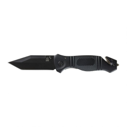 Couteau pliant de secours Ares Black Rescue manche G10 - Noir