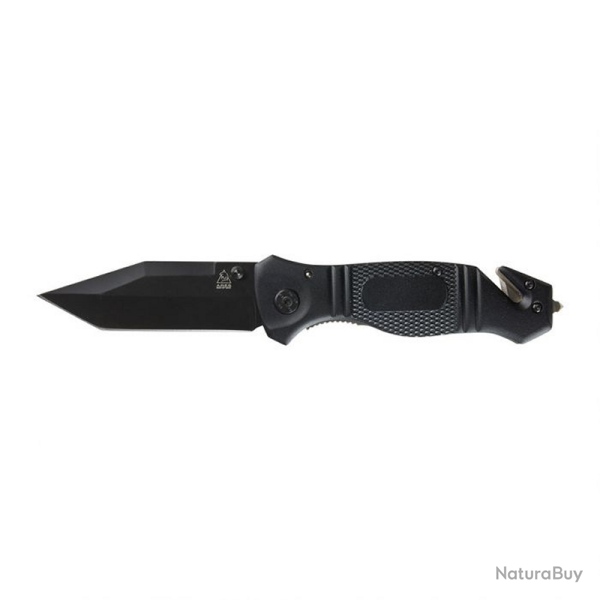 Couteau pliant de secours Ares Black Rescue manche G10 - Noir