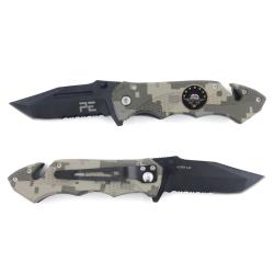Couteau pliant OPEX Survival Para acier 440, 11,5 cm repli&eacute; - Camouflage