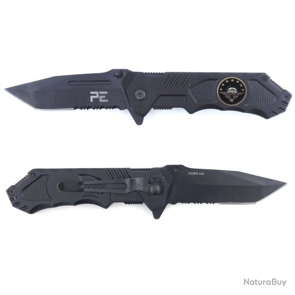 Couteau pliant OPEX Survival Para acier 440, 11,5 cm repli� - Noir