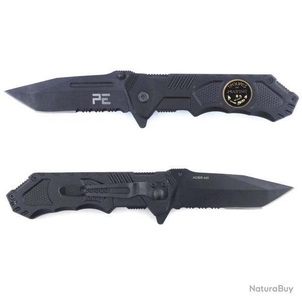 Couteau pliant OPEX Survival Troupes de Marine - Noir